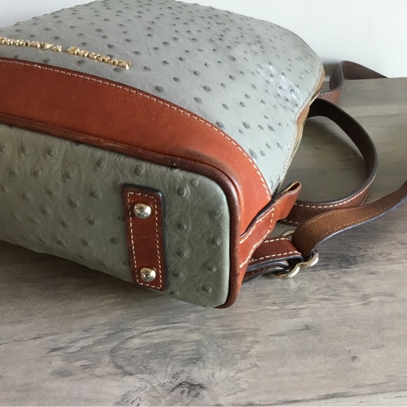 Dooney & Bourke Gray Ostrich Backpack with Brown Leather Trim main image 8